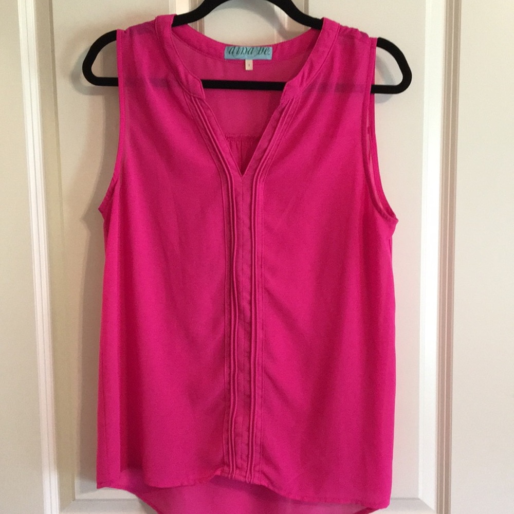 Hot pink sleeveless blouse